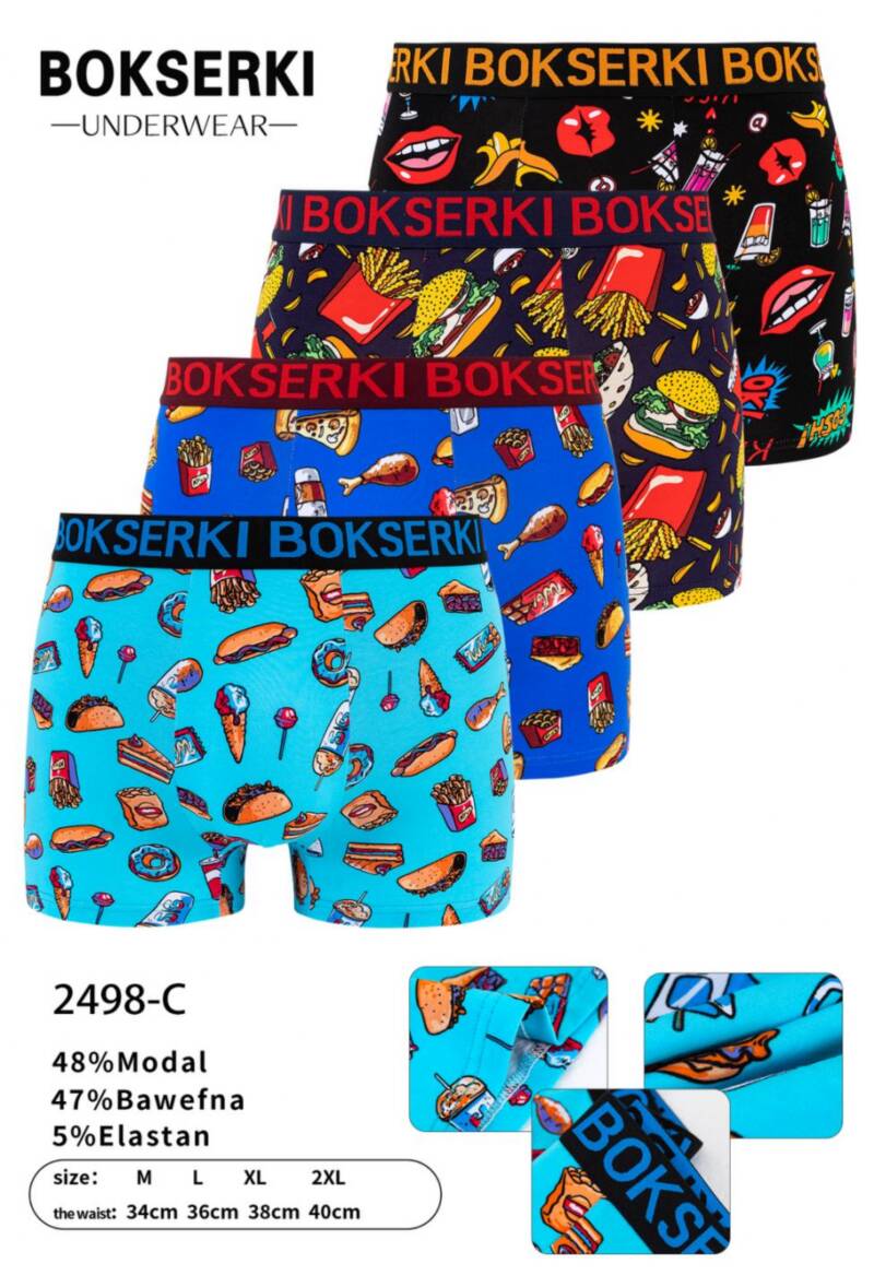 Bokserki męskie Roz M-2XL, Mix kolor Paczka 24 szt